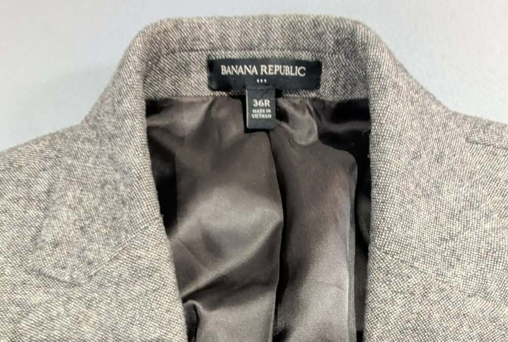 Banana Republic Slim Fit Blazer Size 36R Gray Tweed Wool Suit Jacket
